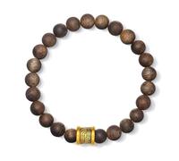 ZHOU LIU FU 24K Solid Gold Bracelets Agarwood Beaded Bracelet Lucky Charm Stretch Braceket Pure Gold Jewelry for Men Father Birthday New Year Gifts 19CM A1914913