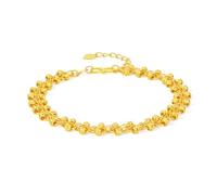 ZHOU LIU FU 24K Solid Gold Bracelets Real Pure Gold Bead Chain Bracelet Dainty Jewelry for Women Mom Couples Lovers Wife Anniversary Birthday 6.3-7.5"(16+3cm) A0714521