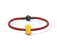 ZHOU LIU FU 24K Solid Gold Charm Bracelet Real Gold Bodhisattva Charms with Stainless Steel Bracelet Dainty Jewelry for Women Men Lover Birthday Anniversary 6.9/7.5" A1614672