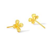 ZHOU LIU FU 24K Solid Gold Flower Earrings Floral Studs Cute Small Tiny Dainty Hypoallergenic Jewelry for Women Mom Daughter Gifts Birthday Anniversary A0913849
