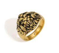 ZHOU LIU FU 24K Solid Gold Lion Ring 990 Real Black Gold Ring Jewelry With Box For Men Dad Anniversary Birthday Size: 53.1(16.9)-64(20.4) A019625(18)