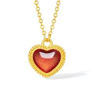ZHOU LIU FU 24K Solid Gold Necklaces Pure Gold Red Heart Pendant Necklace Dainty Heart Enamel Jewelry Chain Necklace for Women Mom Her Birthday Anniversary Valentines Gifts 15.7-17.7"/40+5CM A0614252