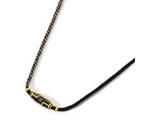 ZHOU LIU FU 24K Solid Gold Pendant Necklace Buddhist Sanskrit Oval Pendants Black Enamel Gold Braided Necklaces Blessing Jewelry for Women Men Birthday Adjustable Chain 65-75cm/25.6"-29.5" A0415287