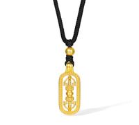 ZHOU LIU FU 24K Solid Gold Pendant Necklace Pure Gold Vajra Pendant Spiritual Jewelry Black Braided Necklace for Women Men Birthday New Year Gifts 65-75cm A0414660