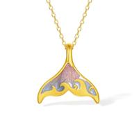 ZHOU LIU FU 24K Solid Gold Pendants Dolphin Whale Fish Mermaid Tail Pendant Colorful Enamel Ocean Gold Jewelry for Women Lover Daughter Anniversary Pendant Only (Not Include Necklace) A0416081