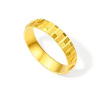 ZHOU LIU FU 24K Solid Gold Rings Pure Gold Simple Geometry Ring Blessing Wedding Rings Fashion Jewelry for Women men Wife Birthday Anniversary Size 10-16 A0115056