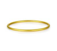 ZHOU LIU FU Bangle Bracelets 24CT Solid Gold Round Bangles Real Gold Bracelet with Jewelry Box for Women Mom 54mm-60mm AA106728 (54mm)