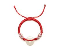 ZHOU LIU FU Charm Bracelets Jade Peace Buckle Bracelet Red Floral Adjustable Lucky Gemstone Cute Jewelry for Women Daughter Son Anniversary Birthday Gifts Small Size 5.1-7.5"(13+6CM) Y178925