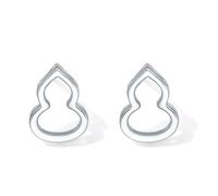 ZHOU LIU FU PT950 Platinum Gourd Earrings Delicate Lucky Hulu Studs Hollow Design Hypoallergenic Earrings for Women Mom Daughter Birthday Anniversary B0914323