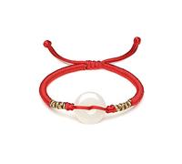 ZHOU LIU FU Real Jade Bracelets Natural White Jade Peace Buckle Red Braided Bracelet Blessing Jewelry for Women Mom Daughter Birthday Anniversary 6.3-8.7"(16+6CM) Y178924
