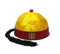 Zhou-long Ancient Chinese Emperor hat Role-Playing Decorative Role-Playing hat (Circumference 59cm/23in) Yellow