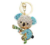 ZHOUBA Cute Rhinestone Inlaid Koala Pendant Keychain Car Key Ring Holder Bag Charm (Blue)
