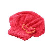 ZHOUBA Women's Coral Fleece Quick Dry Hair Hat Bathing Tool Drying Towel Bath Cap (Watermelon Red)