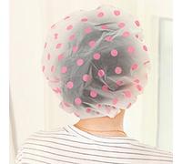 ZHOUBA Womens Cute Polka Dot Printed Waterproof Shower Cap Spa Shower Bath Cap Hat (Pink)