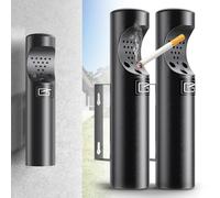 ZhouDaShu Outdoor Cigarette Disposal - Wall Mounted Cylinder Ashtray, Commercial Cigarette Butt Container - 2PCS Black