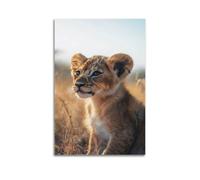 ZHOUKEG A Little Lion on The Grassland Artistic Wall Mural Modern Hanging Decor Poster08x12inch(20x30cm)
