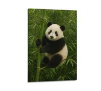 ZHOUKEG Baby Panda Climbing Bamboo Artistic Wall Mural Modern Hanging Decor Poster08x12inch(20x30cm)