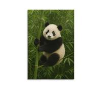 ZHOUKEG Baby Panda Climbing Bamboo Artistic Wall Mural Modern Hanging Decor Poster08x12inch(20x30cm)