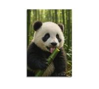 ZHOUKEG Baby Panda Hugging Bamboo in Bamboo Forest Artistic Wall Mural Modern Hanging Decor Poster12x18inch(30x45cm)