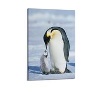 ZHOUKEG Penguin Mother And Baby on Ice Field Artistic Wall Mural Modern Hanging Decor Poster24x36inch(60x90cm)