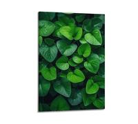 ZHOUKEG Plant Heart - Shaped Green Leaves With Drops Artistic Wall Mural Modern Hanging Decor Poster20x30inch(50x75cm)