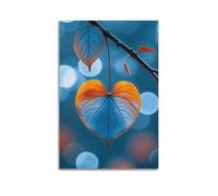 ZHOUKEG Plant Heart - Shaped Two - Colored Autumn Leaves Artistic Wall Mural Modern Hanging Decor Poster08x12inch(20x30cm)