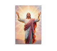 ZHOUKEG Religious Image of Jesus Descending in Holy Light Artistic Wall Mural Modern Hanging Decor Poster20x30inch(50x75cm)