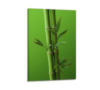 ZHOUKEG Two Green Bamboos on Pure Green Background Artistic Wall Mural Modern Hanging Decor Poster08x12inch(20x30cm)