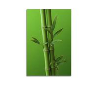 ZHOUKEG Two Green Bamboos on Pure Green Background Artistic Wall Mural Modern Hanging Decor Poster08x12inch(20x30cm)