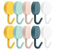 ZhouLinMou 10Pcs Strong Self Adhesive Hooks, Heavy Duty Adhesive Wall Hooks No Drilling, Colourful Key Holder for Walls, Tiles, Bathroom, Kitchen, Hanging Keys, Towels & Hats (Multiple Colors)