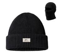 ZhouLinMou 2 in 1 Balaclava & Beanie Hat, Thermal Windproof Ski Mask, Cold Weather Face Cover for Running, Cycling, Motorcycle, Hiking, Unisex Black Winter Headwear (Black, 1Pcs)