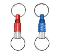 ZhouLinMou 2 Pcs Quick Release Keychains, Detachable Pull-Apart Key Rings with Magnetic Lock - Heavy Duty Aluminum Alloy Key Organizer for Car Keys, Bags, Belts & EDC Accessories (Red and Blue)