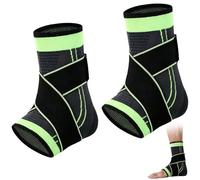 ZhouLinMou 2Pcs Ankle Brace for Adults, Ankle Compression Socks, Achilles Tendonitis Support, A-nkle Support fot Man and Women, Adjustable S-upport for Running, Sprains and Fitness (Green)