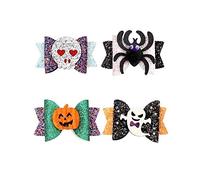 ZHOUMEIWENSP Halloween Hair Accessories Headdress Halloween Glitter Bows Spider Hair Clip Pumpkin Hair Bow Ghost Hair Barrette Glitter Hair Clip Girls Party Dance Hair Barrettes Cartoon Hair