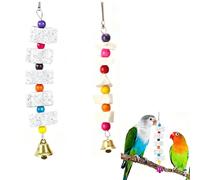 Zhouocea 2 Pcs Cuttlefish Bone Bird Toy - Teeth Grinding Bite Chew Treats with Bell, Calcium Supplement, Bird Cage Accessories for Parakeets Cockatiels Conures Budgies Lovebirds Cage Hanging Use
