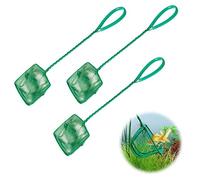 Zhouocea 3 PCS Aquarium Fish Net Green Fine Mesh Fish Net Catch Net Fish Tank Net with Long Plastic Handle Pond Net for Fish and Shrimp