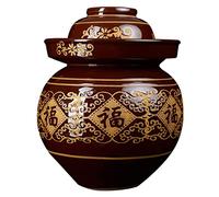 ZHOUXIAO Pickle Jar Traditional Chinese Ceramic Fermentation Crock Jar Pickling Jar With Water Seal Airlock Lid,China Fu Large Thickened Ceramic Pickle Jar Kimchi Pot L