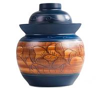 ZHOUXIAO Pickle Jar Traditional Chinese Ceramic Fermentation Crock Jar Pickling Jar With Water Seal Airlock Lid,Large Thickened Ceramic Pickle Jar Kimchi Pot Storage Containe 1.75KG