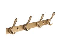 ZHOUXIAO Retro Brass Coat Rack Wall Mounted with Hooks, Brushed Nickel Heavy Duty Coat Hook Rail, Robe and Towel Hooks Rack for Bathroom, Entryway, Mudroom, Hats 4hook
