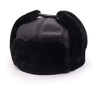 ZHOUXIAO Winter hat with Ear Flaps for Men and Women, Windproof Waterproof Aviator Trapper Bomber hat Warm Soft Unisex Trooper Russian Fur Hat Cap Real Leather, Gift for Elders (XL) Red