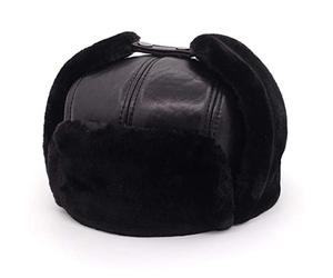 ZHOUXIAO Winter hat with Ear Flaps for Men and Women, Windproof Waterproof Aviator Trapper Bomber hat Warm Soft Unisex Trooper Russian Fur Hat Cap Real Leather, Gift for Elders (XL) Red
