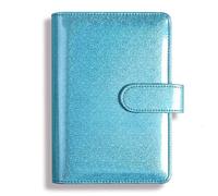 ZHOUXYFDC Loose-Leaf Handbook Glitter Creative Handbook Glittering Notepad Shell Laser Pattern Notebook Loose-leaf Case A5 PU Leather(Blue)