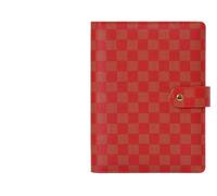 ZHOUXYFDC Loose-Leaf Handbook Loose-leaf Notebook Cover Stationery Hand Ledger Notebook Planner PU Leather Case For Noteook Binder Journal Binder(Chequer red,A5)