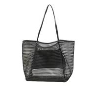 ZHOUXYFDC Mesh Beach Bag Beach Mesh Bag Mesh One-shoulder Handbag For Men And Women To Store Washing And Swimming Clothes When Going Out(Black)