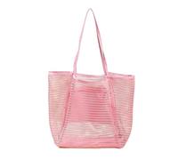 ZHOUXYFDC Mesh Beach Bag Reusable Shopping Bags Portable Net Bag Fruit Vegetable Storage Cotton Foldable Mesh Bag For Beach Swimming(No pocket pink)