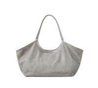 ZHOUXYFDC Mesh Beach Bag Woven Mesh Hand-held Tote Bag For Women Large Capacity Leisure Vacation Storage Bag Commut Shoulder Bags Including Inner Bag(Gray)