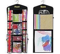 ZHOUXYFDC Wrapping Paper Storage Hanging Gift Wrap Storage Organizer, Wrapping Paper Storage Hanging Gift Bag Organizer Station With Multiple Pockets(Black)