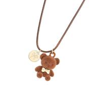 ZHOUYQX Adorable Brown Plush Bear Pendant Necklace Fashion Accessory for Teens And Lovely Styles Trendy Women Ladies