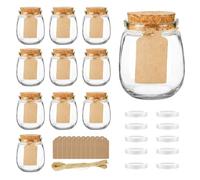 ZhouZGlass 10 Pack Empty Candle Jars, 3.5 oz Mini Yogurt Jar with Cork Lids