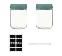 ZhouZGlass 16oz Overnight Oats Containers with Lids, Glass jars with Airtight Lids, Wide Mouth Mason Salad Jars, Glass Food Storage Containers for Snacks Yogurt Spice Sugar (2 pack-500ml-Green)